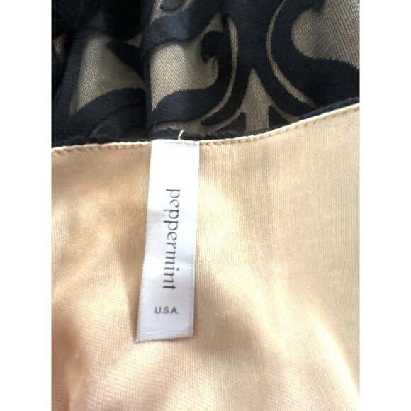 Peppermint USA Top Womens Size S Black/Tan Lined Lace Bell Sleeves Tunic - Picture 3 of 8